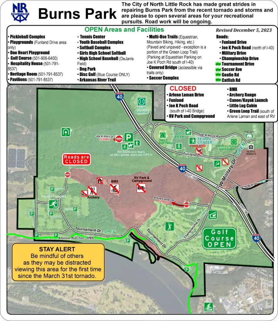 Map of open areas of Burns Park