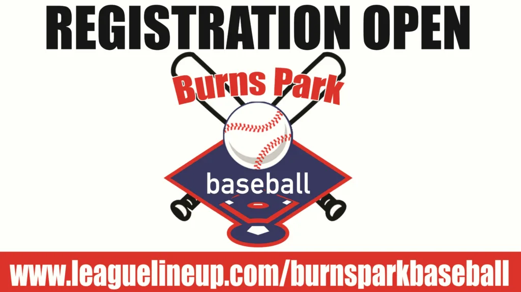 logo for burns park baseball registration