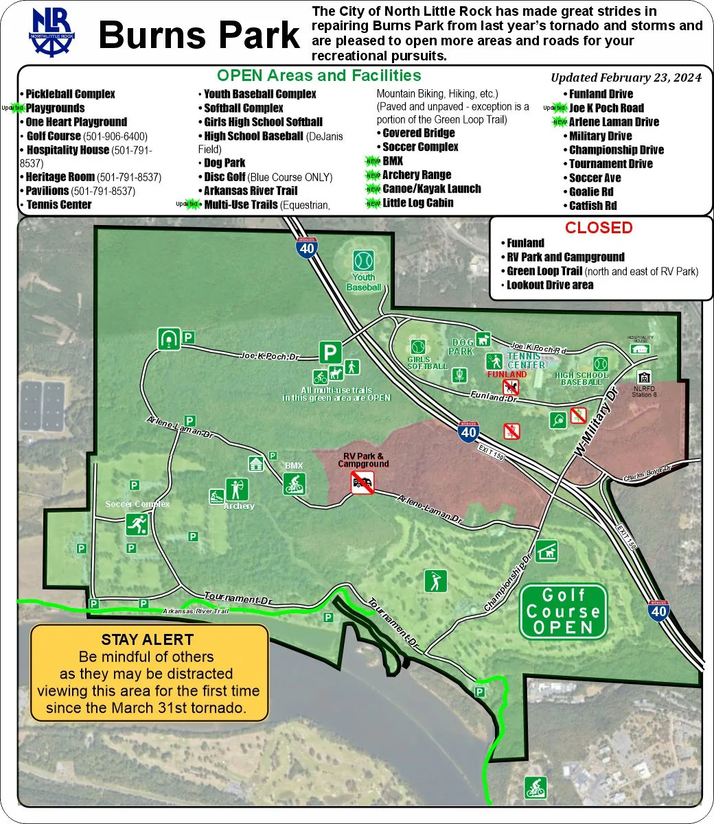Map of open areas of Burns Park
