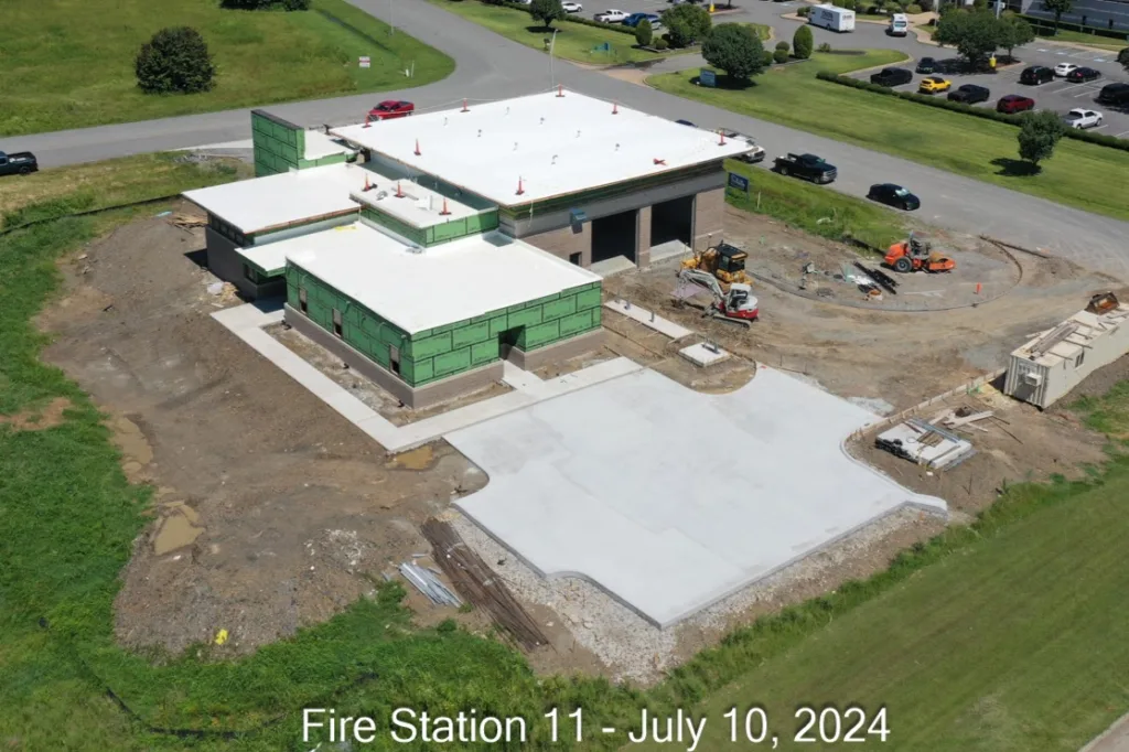 aerial photo of fire station 11 from July 10