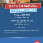 info image of vaccine clinic on July 26 at NLR Health Unit