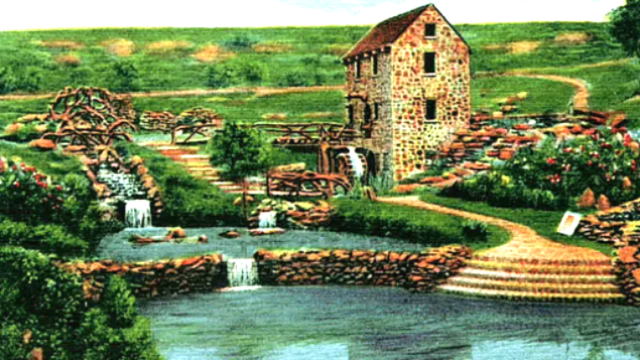 image of a drawing of the old mill