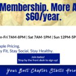 Promotional flyer for the Patrick Henry Hays Senior Citizens Center in North Little Rock advertising a $60 annual membership with hours of operation and a call to join.