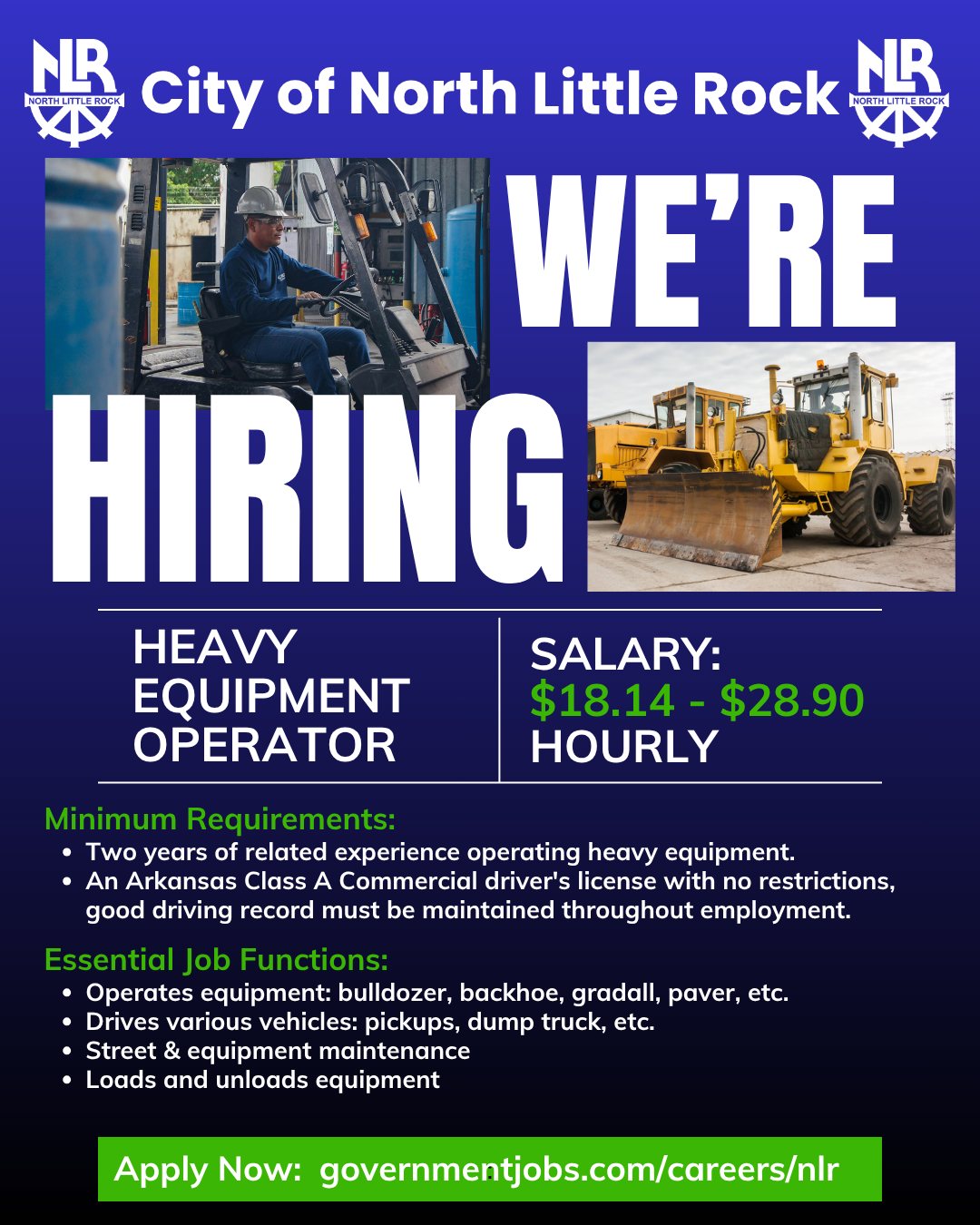 City of North Little Rock Street Department: Apply Today!