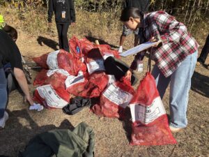 students cleaning creek